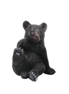 Iemand verrassen? Levensechte beelden Dierenbeelden levensecht Zwarte beer zittend 15 cm hoog  (3379)