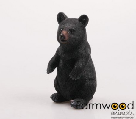 Najaarsbollen Levensechte beelden Dierenbeelden levensecht Zwarte beer staand 15 cm hoog  (3379 beer staand)