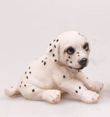 Levensechte beelden Dierenbeelden levensecht Hondje gevlekt 14 cm zittend Hondje gevlekt 14 cm half liggend  (3110 liggend)