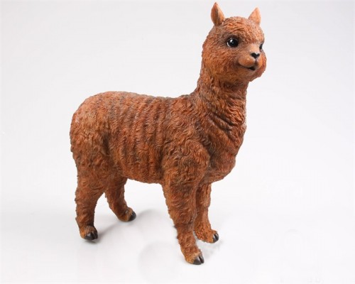 Levensechte beelden Dierenbeelden levensecht Hondje gevlekt 14 cm zittend Bruine Alpaca 24x12x31  (Alpaca bruin 3698B)