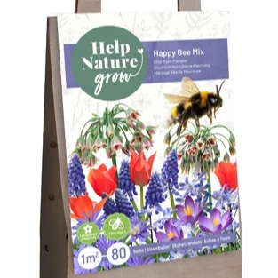 Geschenk tas bloembollenmix Happy Bee 80 stuks
