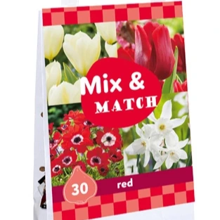 Geschenk tas bollenmix Mix & Match Red 30 stuks