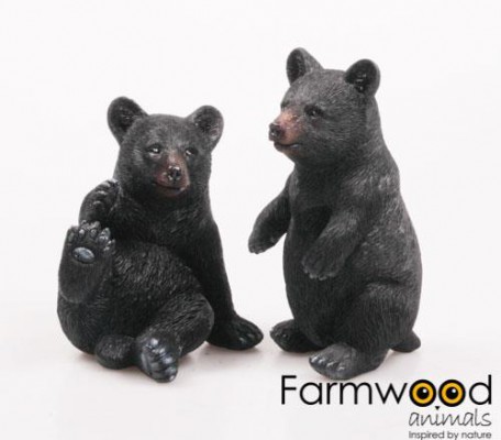 Zwarte beer staand en zittend set van 2, 15 cm hoog
