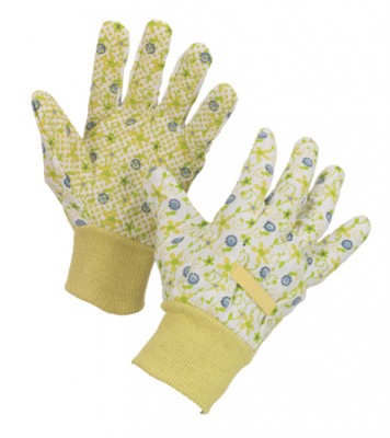 Dames tuinhandschoenen M katoen en PVC grip
